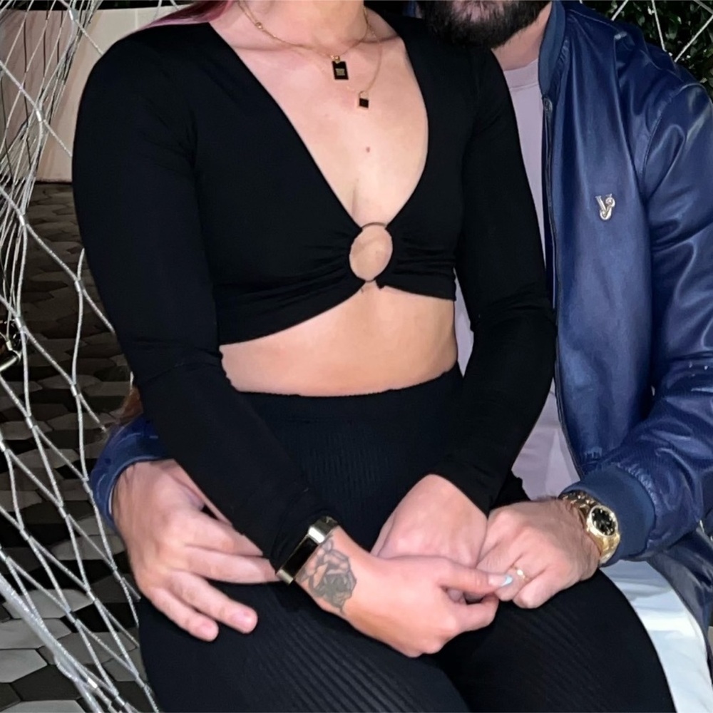 Adika Black Ring Detail Crop Top